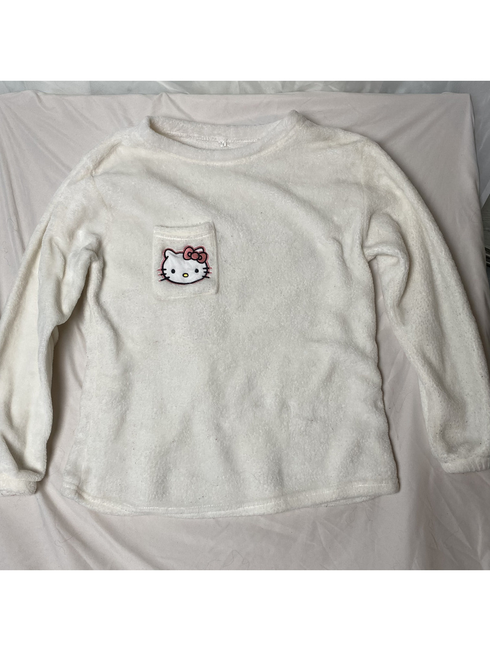 White Hello Kitty fleece long sleeve top
